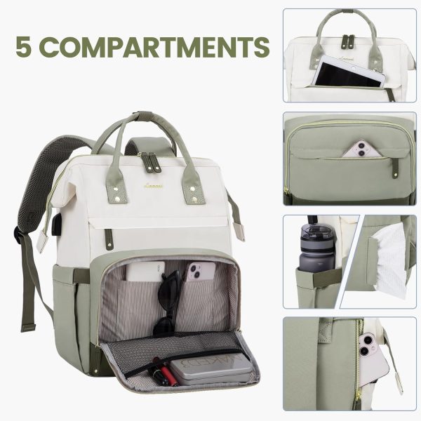 LOVEVOOK Laptop Backpack for Women, 15.6 Inch Work Business Backpacks Purse with USB Port, Large Capacity Nurse Bag College Bookbag for School, Waterproof Casual Daypack for Travel - Image 10