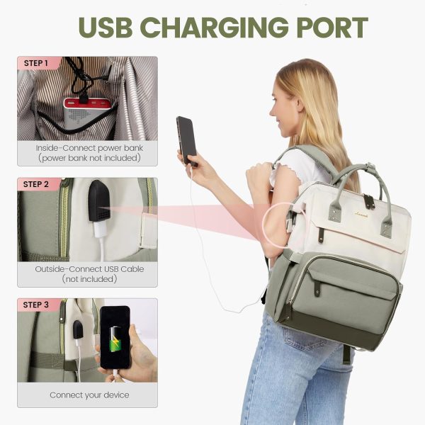 LOVEVOOK Laptop Backpack for Women, 15.6 Inch Work Business Backpacks Purse with USB Port, Large Capacity Nurse Bag College Bookbag for School, Waterproof Casual Daypack for Travel - Image 12