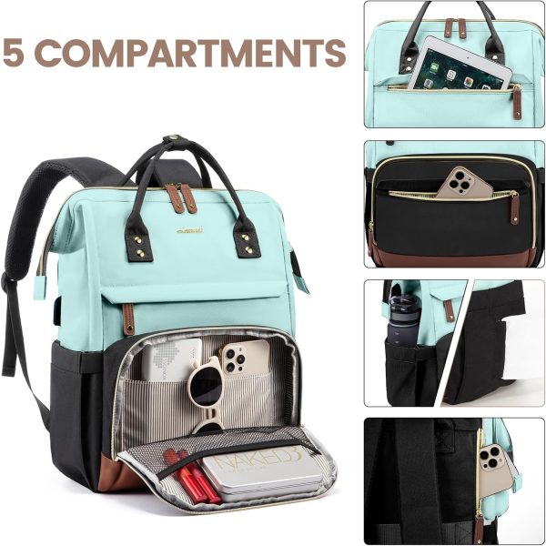 LOVEVOOK Laptop Backpack for Women, 15.6 Inch Work Business Backpacks Purse with USB Port, Large Capacity Nurse Bag College Bookbag for School, Waterproof Casual Daypack for Travel - Image 17