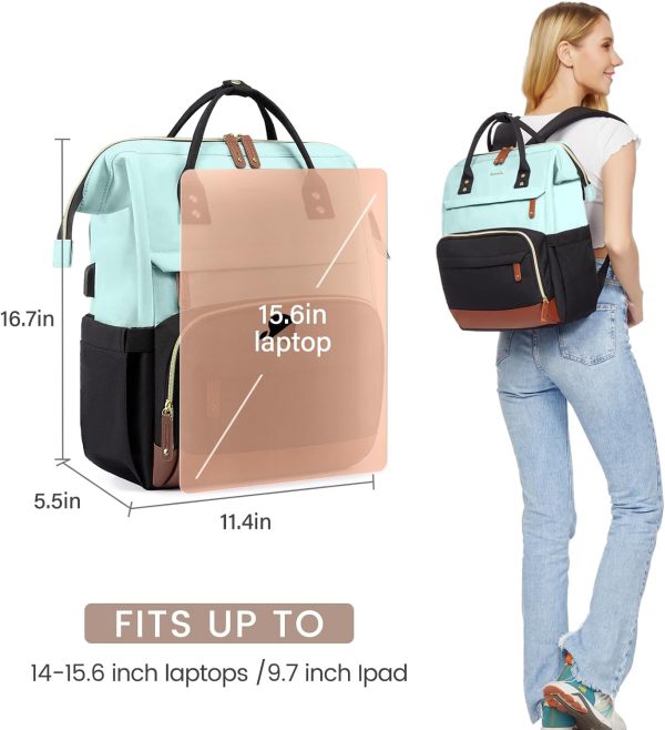 LOVEVOOK Laptop Backpack for Women, 15.6 Inch Work Business Backpacks Purse with USB Port, Large Capacity Nurse Bag College Bookbag for School, Waterproof Casual Daypack for Travel - Image 19