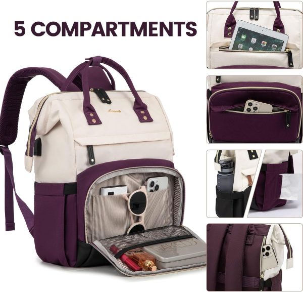 LOVEVOOK Laptop Backpack for Women, 15.6 Inch Work Business Backpacks Purse with USB Port, Large Capacity Nurse Bag College Bookbag for School, Waterproof Casual Daypack for Travel - Image 31