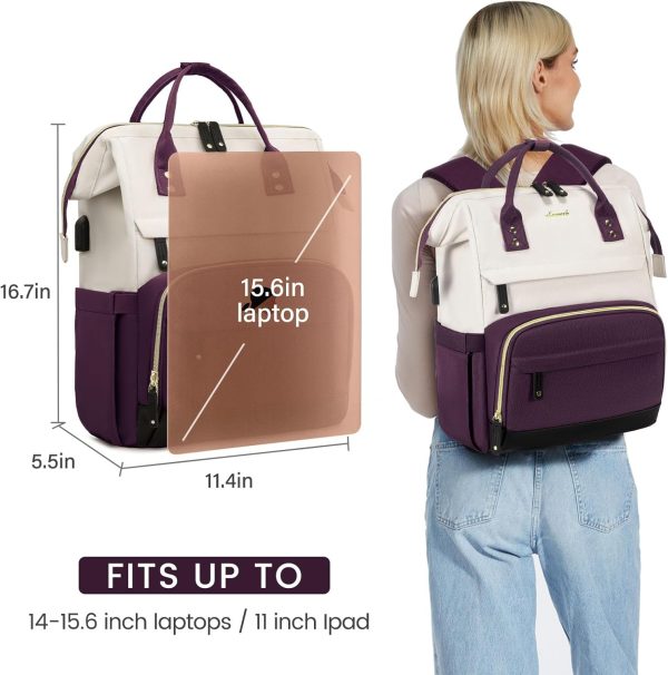 LOVEVOOK Laptop Backpack for Women, 15.6 Inch Work Business Backpacks Purse with USB Port, Large Capacity Nurse Bag College Bookbag for School, Waterproof Casual Daypack for Travel - Image 34