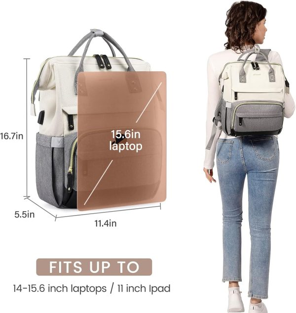 LOVEVOOK Laptop Backpack for Women, 15.6 Inch Work Business Backpacks Purse with USB Port, Large Capacity Nurse Bag College Bookbag for School, Waterproof Casual Daypack for Travel - Image 41