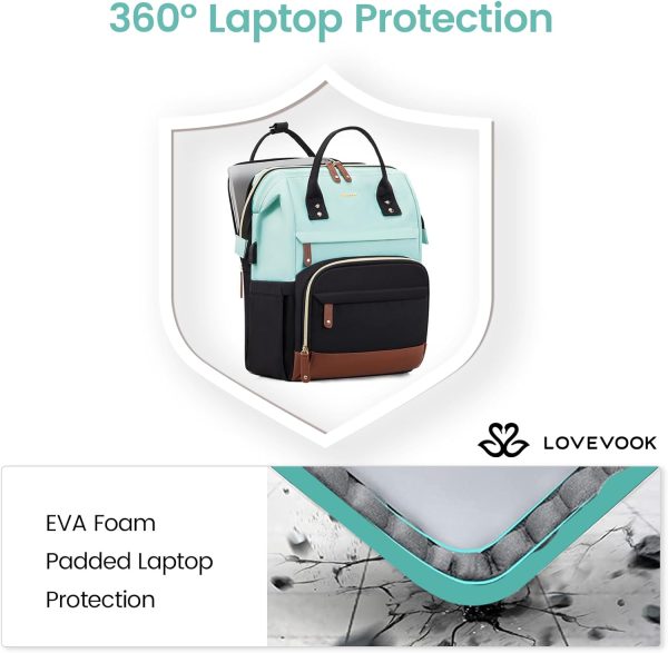 LOVEVOOK Laptop Backpack for Women, 15.6 Inch Work Business Backpacks Purse with USB Port, Large Capacity Nurse Bag College Bookbag for School, Waterproof Casual Daypack for Travel - Image 43