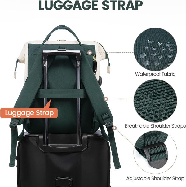 LOVEVOOK Laptop Backpack for Women, 15.6 Inch Work Business Backpacks Purse with USB Port, Large Capacity Nurse Bag College Bookbag for School, Waterproof Casual Daypack for Travel - Image 50