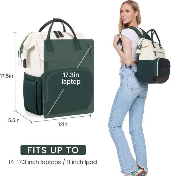LOVEVOOK Laptop Backpack for Women, 15.6 Inch Work Business Backpacks Purse with USB Port, Large Capacity Nurse Bag College Bookbag for School, Waterproof Casual Daypack for Travel - Image 52