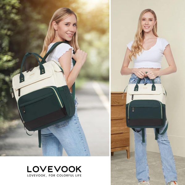 LOVEVOOK Laptop Backpack for Women, 15.6 Inch Work Business Backpacks Purse with USB Port, Large Capacity Nurse Bag College Bookbag for School, Waterproof Casual Daypack for Travel - Image 53