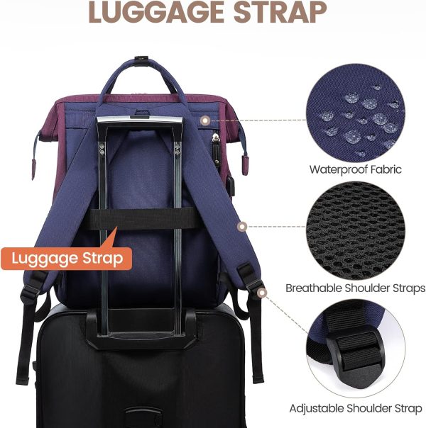 LOVEVOOK Laptop Backpack for Women, 15.6 Inch Work Business Backpacks Purse with USB Port, Large Capacity Nurse Bag College Bookbag for School, Waterproof Casual Daypack for Travel - Image 58