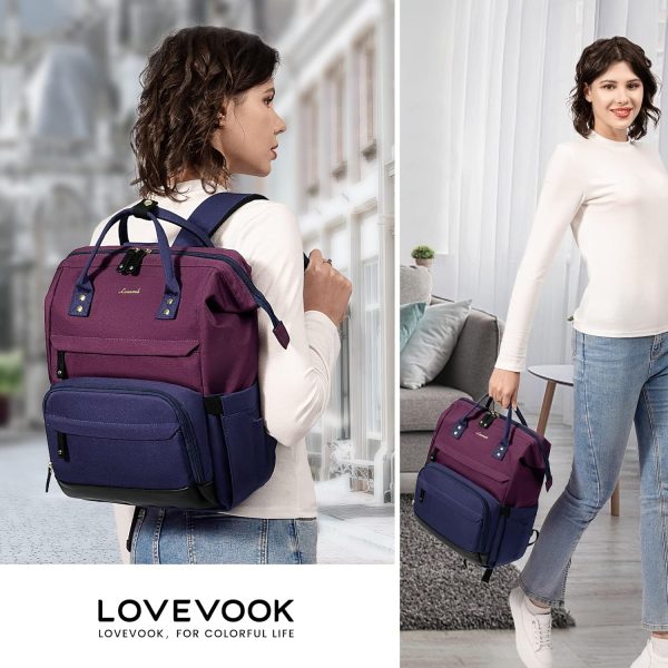 LOVEVOOK Laptop Backpack for Women, 15.6 Inch Work Business Backpacks Purse with USB Port, Large Capacity Nurse Bag College Bookbag for School, Waterproof Casual Daypack for Travel - Image 60