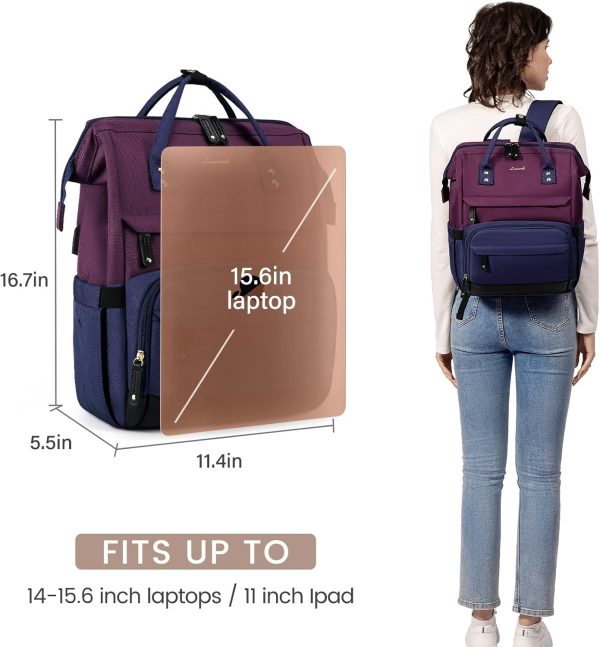LOVEVOOK Laptop Backpack for Women, 15.6 Inch Work Business Backpacks Purse with USB Port, Large Capacity Nurse Bag College Bookbag for School, Waterproof Casual Daypack for Travel - Image 61