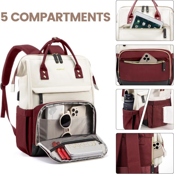 LOVEVOOK Laptop Backpack for Women, 15.6 Inch Work Business Backpacks Purse with USB Port, Large Capacity Nurse Bag College Bookbag for School, Waterproof Casual Daypack for Travel - Image 71