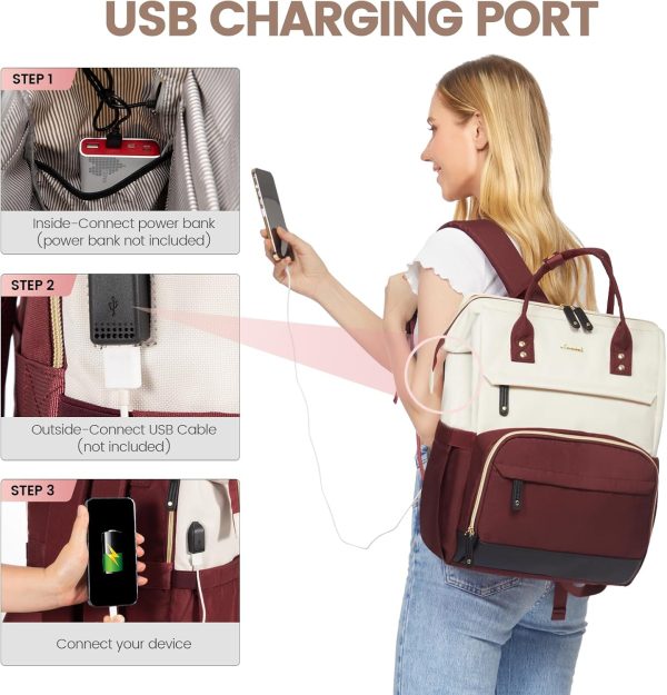 LOVEVOOK Laptop Backpack for Women, 15.6 Inch Work Business Backpacks Purse with USB Port, Large Capacity Nurse Bag College Bookbag for School, Waterproof Casual Daypack for Travel - Image 73
