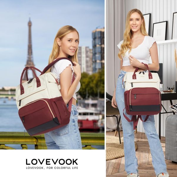 LOVEVOOK Laptop Backpack for Women, 15.6 Inch Work Business Backpacks Purse with USB Port, Large Capacity Nurse Bag College Bookbag for School, Waterproof Casual Daypack for Travel - Image 75