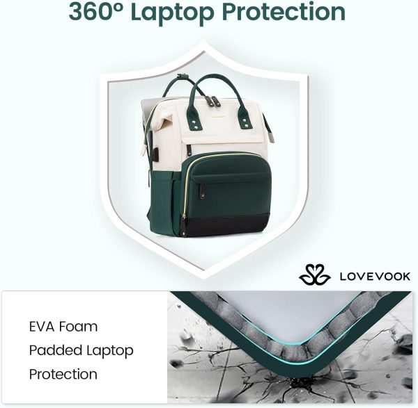 LOVEVOOK Laptop Backpack for Women, 15.6 Inch Work Business Backpacks Purse with USB Port, Large Capacity Nurse Bag College Bookbag for School, Waterproof Casual Daypack for Travel - Image 77