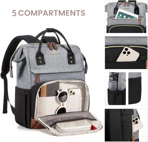 LOVEVOOK Laptop Backpack for Women, 15.6 Inch Work Business Backpacks Purse with USB Port, Large Capacity Nurse Bag College Bookbag for School, Waterproof Casual Daypack for Travel - Image 82