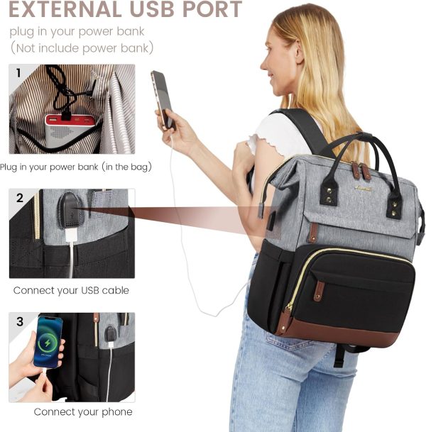 LOVEVOOK Laptop Backpack for Women, 15.6 Inch Work Business Backpacks Purse with USB Port, Large Capacity Nurse Bag College Bookbag for School, Waterproof Casual Daypack for Travel - Image 84