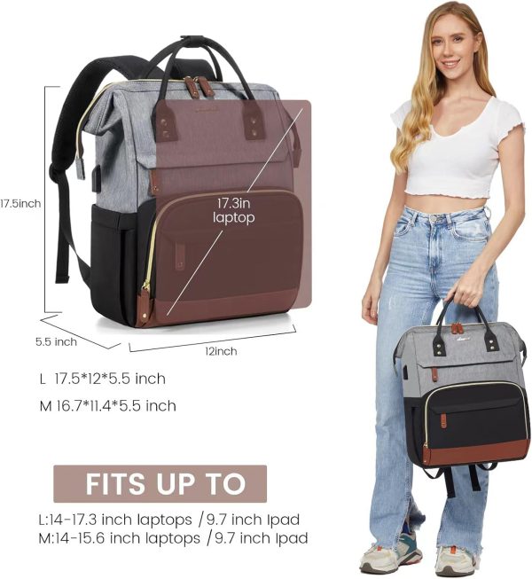 LOVEVOOK Laptop Backpack for Women, 15.6 Inch Work Business Backpacks Purse with USB Port, Large Capacity Nurse Bag College Bookbag for School, Waterproof Casual Daypack for Travel - Image 86