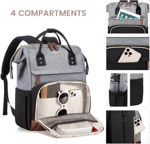 LOVEVOOK Laptop Backpack for Women, 15.6 Inch Work Business Backpacks Purse with USB Port, Large Capacity Nurse Bag College Bookbag for School, Waterproof Casual Daypack for Travel - Image 88