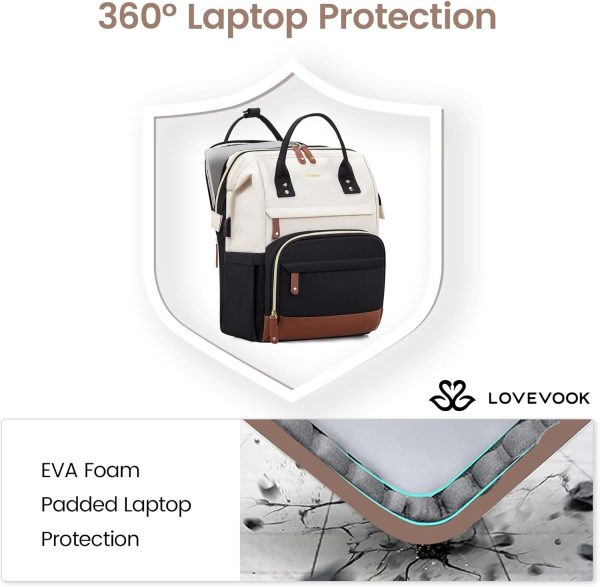 LOVEVOOK Laptop Backpack for Women, 15.6 Inch Work Business Backpacks Purse with USB Port, Large Capacity Nurse Bag College Bookbag for School, Waterproof Casual Daypack for Travel - Image 91