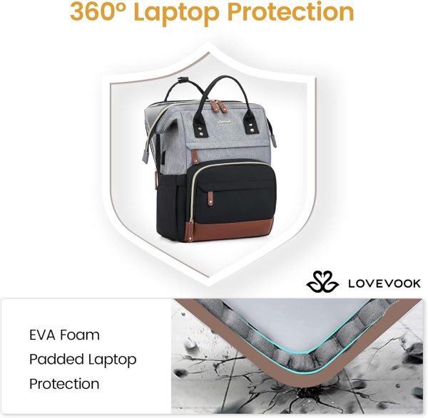 LOVEVOOK Laptop Backpack for Women, 15.6 Inch Work Business Backpacks Purse with USB Port, Large Capacity Nurse Bag College Bookbag for School, Waterproof Casual Daypack for Travel - Image 101