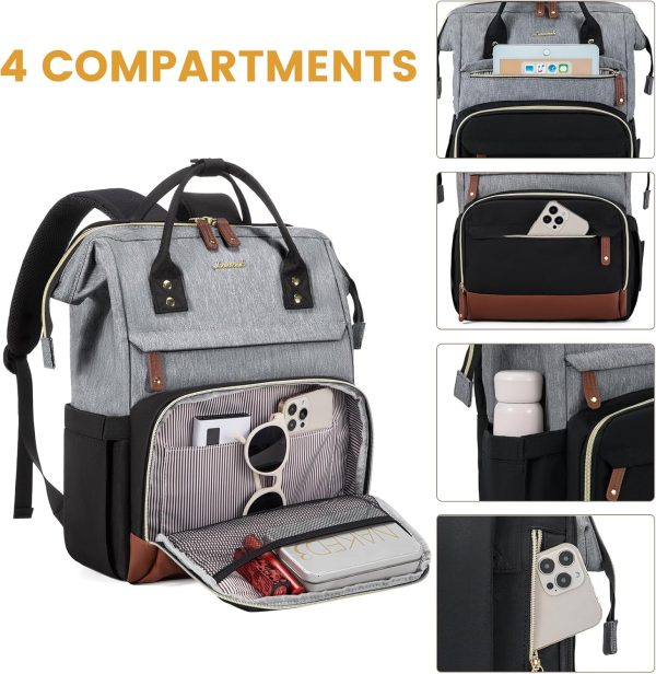 LOVEVOOK Laptop Backpack for Women, 15.6 Inch Work Business Backpacks Purse with USB Port, Large Capacity Nurse Bag College Bookbag for School, Waterproof Casual Daypack for Travel - Image 102