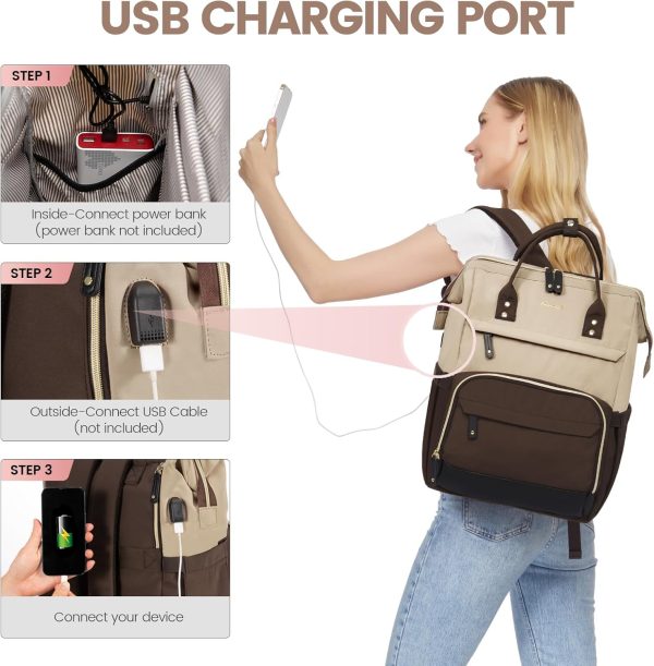 LOVEVOOK Laptop Backpack for Women, 15.6 Inch Work Business Backpacks Purse with USB Port, Large Capacity Nurse Bag College Bookbag for School, Waterproof Casual Daypack for Travel - Image 108