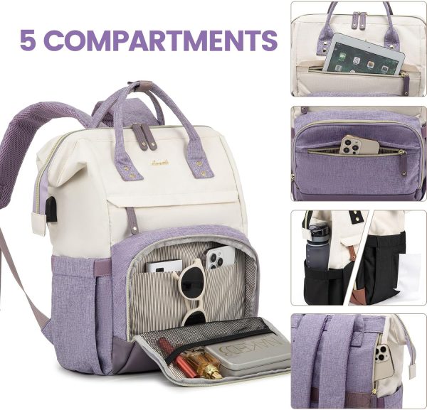 LOVEVOOK Laptop Backpack for Women, 15.6 Inch Work Business Backpacks Purse with USB Port, Large Capacity Nurse Bag College Bookbag for School, Waterproof Casual Daypack for Travel - Image 115