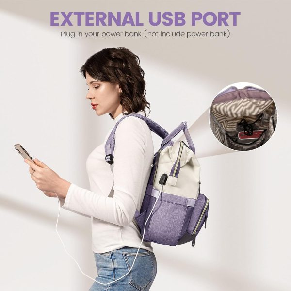 LOVEVOOK Laptop Backpack for Women, 15.6 Inch Work Business Backpacks Purse with USB Port, Large Capacity Nurse Bag College Bookbag for School, Waterproof Casual Daypack for Travel - Image 117