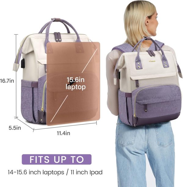 LOVEVOOK Laptop Backpack for Women, 15.6 Inch Work Business Backpacks Purse with USB Port, Large Capacity Nurse Bag College Bookbag for School, Waterproof Casual Daypack for Travel - Image 118