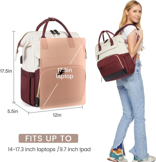 LOVEVOOK Laptop Backpack for Women, 15.6 Inch Work Business Backpacks Purse with USB Port, Large Capacity Nurse Bag College Bookbag for School, Waterproof Casual Daypack for Travel - Image 134