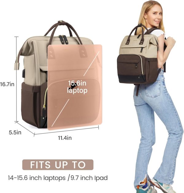 LOVEVOOK Laptop Backpack for Women, 15.6 Inch Work Business Backpacks Purse with USB Port, Large Capacity Nurse Bag College Bookbag for School, Waterproof Casual Daypack for Travel - Image 139