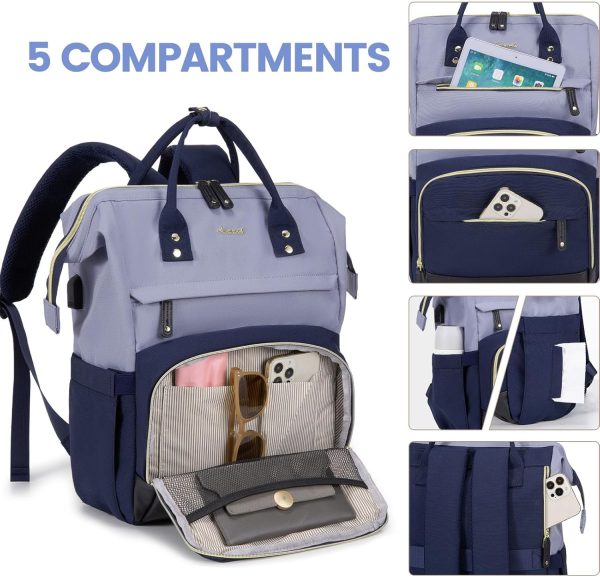 LOVEVOOK Laptop Backpack for Women, 15.6 Inch Work Business Backpacks Purse with USB Port, Large Capacity Nurse Bag College Bookbag for School, Waterproof Casual Daypack for Travel - Image 142
