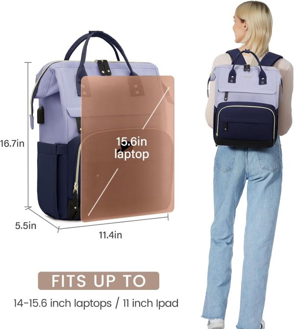 LOVEVOOK Laptop Backpack for Women, 15.6 Inch Work Business Backpacks Purse with USB Port, Large Capacity Nurse Bag College Bookbag for School, Waterproof Casual Daypack for Travel - Image 145