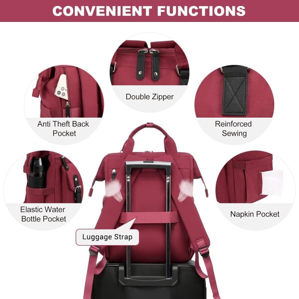 LOVEVOOK Laptop Backpack for Women Work Travel Backpack Purse, Commuter Business Computer Bag Teacher Nurse Bags, College School Backpack Student Bookbag with Multi-Pockets, 15.6 Inch, Black-brown - Image 14