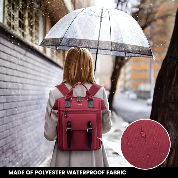 LOVEVOOK Laptop Backpack for Women Work Travel Backpack Purse, Commuter Business Computer Bag Teacher Nurse Bags, College School Backpack Student Bookbag with Multi-Pockets, 15.6 Inch, Black-brown - Image 16