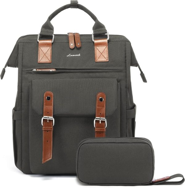LOVEVOOK Laptop Backpack for Women Work Travel Backpack Purse, Commuter Business Computer Bag Teacher Nurse Bags, College School Backpack Student Bookbag with Multi-Pockets, 15.6 Inch, Black-brown - Image 26
