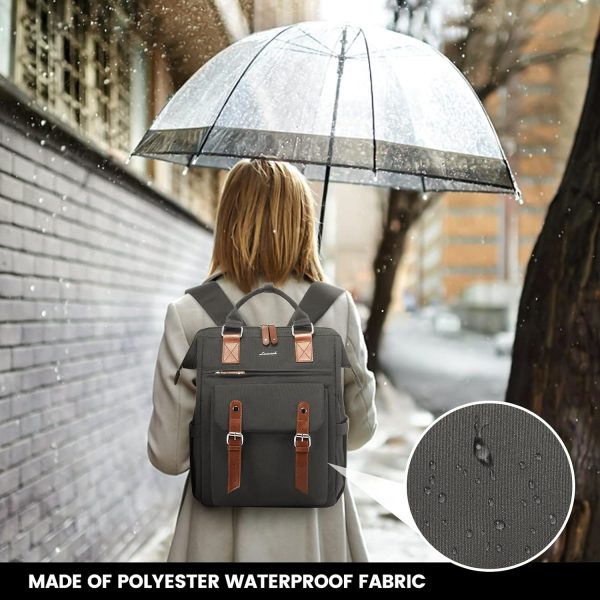 LOVEVOOK Laptop Backpack for Women Work Travel Backpack Purse, Commuter Business Computer Bag Teacher Nurse Bags, College School Backpack Student Bookbag with Multi-Pockets, 15.6 Inch, Black-brown - Image 30
