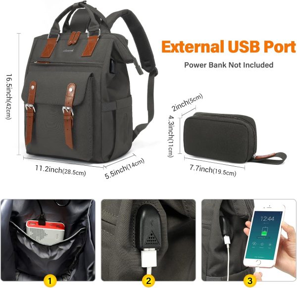 LOVEVOOK Laptop Backpack for Women Work Travel Backpack Purse, Commuter Business Computer Bag Teacher Nurse Bags, College School Backpack Student Bookbag with Multi-Pockets, 15.6 Inch, Black-brown - Image 31