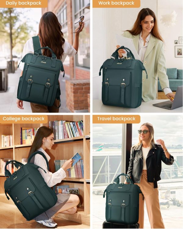 LOVEVOOK Laptop Backpack for Women Work Travel Backpack Purse, Commuter Business Computer Bag Teacher Nurse Bags, College School Backpack Student Bookbag with Multi-Pockets, 15.6 Inch, Black-brown - Image 41