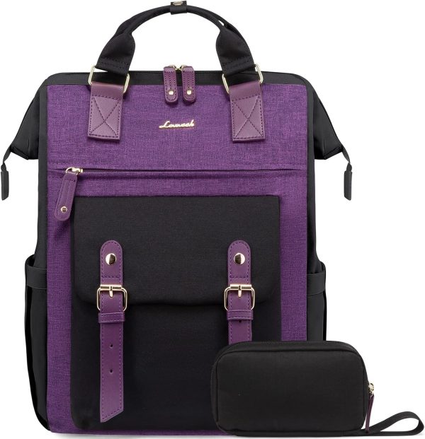 LOVEVOOK Laptop Backpack for Women Work Travel Backpack Purse, Commuter Business Computer Bag Teacher Nurse Bags, College School Backpack Student Bookbag with Multi-Pockets, 15.6 Inch, Black-brown - Image 42
