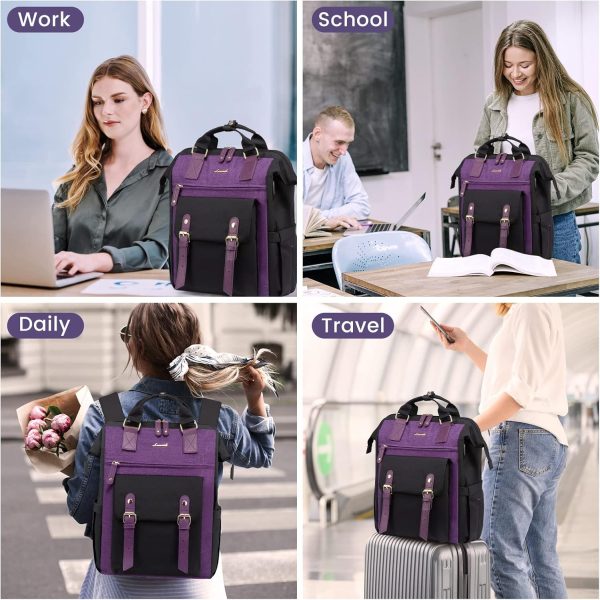 LOVEVOOK Laptop Backpack for Women Work Travel Backpack Purse, Commuter Business Computer Bag Teacher Nurse Bags, College School Backpack Student Bookbag with Multi-Pockets, 15.6 Inch, Black-brown - Image 47
