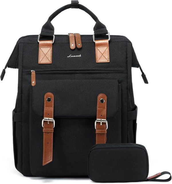 LOVEVOOK Laptop Backpack for Women Work Travel Backpack Purse, Commuter Business Computer Bag Teacher Nurse Bags, College School Backpack Student Bookbag with Multi-Pockets, 15.6 Inch, Black-brown - Image 49