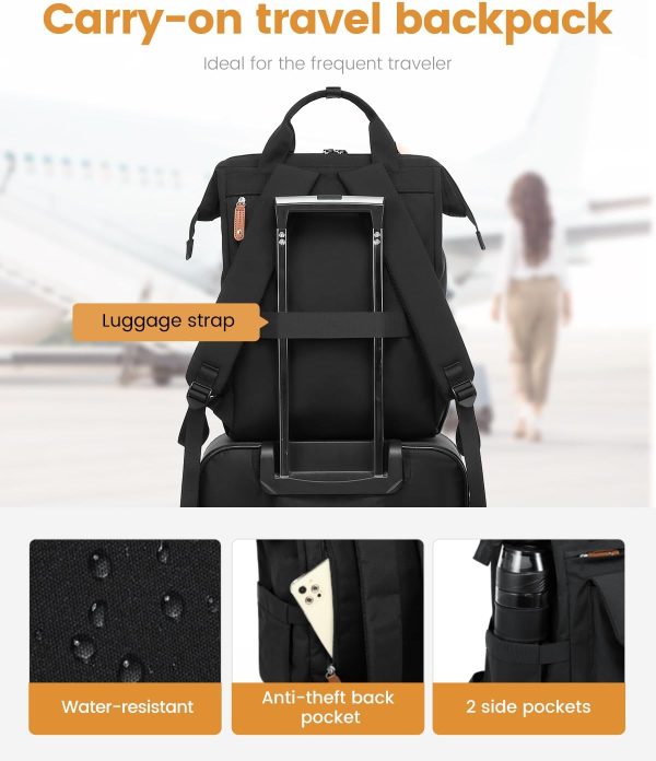 LOVEVOOK Laptop Backpack for Women Work Travel Backpack Purse, Commuter Business Computer Bag Teacher Nurse Bags, College School Backpack Student Bookbag with Multi-Pockets, 15.6 Inch, Black-brown - Image 54