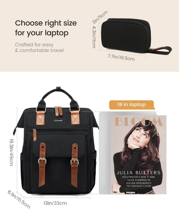 LOVEVOOK Laptop Backpack for Women Work Travel Backpack Purse, Commuter Business Computer Bag Teacher Nurse Bags, College School Backpack Student Bookbag with Multi-Pockets, 15.6 Inch, Black-brown - Image 55