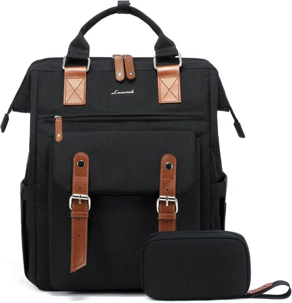 LOVEVOOK Laptop Backpack for Women Work Travel Backpack Purse, Commuter Business Computer Bag Teacher Nurse Bags, College School Backpack Student Bookbag with Multi-Pockets, 15.6 Inch, Black-brown - Image 58