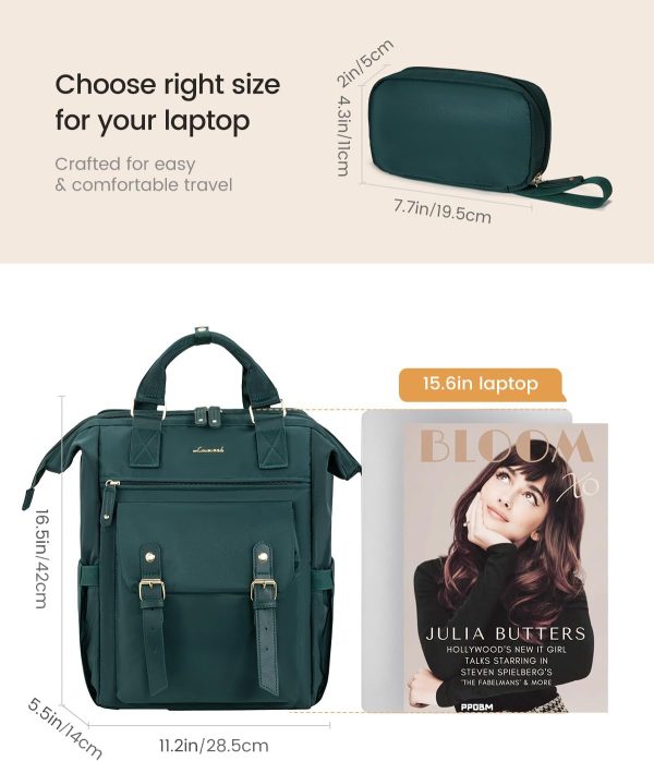 LOVEVOOK Laptop Backpack for Women Work Travel Backpack Purse, Commuter Business Computer Bag Teacher Nurse Bags, College School Backpack Student Bookbag with Multi-Pockets, 15.6 Inch, Black-brown - Image 72