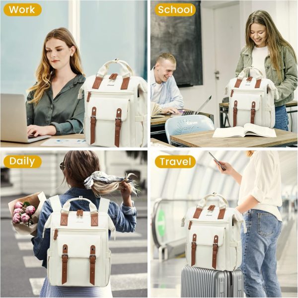 LOVEVOOK Laptop Backpack for Women Work Travel Backpack Purse, Commuter Business Computer Bag Teacher Nurse Bags, College School Backpack Student Bookbag with Multi-Pockets, 15.6 Inch, Black-brown - Image 88