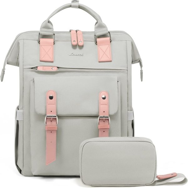LOVEVOOK Laptop Backpack for Women Work Travel Backpack Purse, Commuter Business Computer Bag Teacher Nurse Bags, College School Backpack Student Bookbag with Multi-Pockets, 15.6 Inch, Black-brown - Image 89