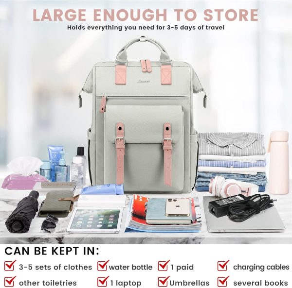 LOVEVOOK Laptop Backpack for Women Work Travel Backpack Purse, Commuter Business Computer Bag Teacher Nurse Bags, College School Backpack Student Bookbag with Multi-Pockets, 15.6 Inch, Black-brown - Image 90