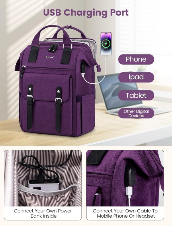 LOVEVOOK Laptop Backpack for Women Work Travel Backpack Purse, Commuter Business Computer Bag Teacher Nurse Bags, College School Backpack Student Bookbag with Multi-Pockets, 15.6 Inch, Black-brown - Image 97